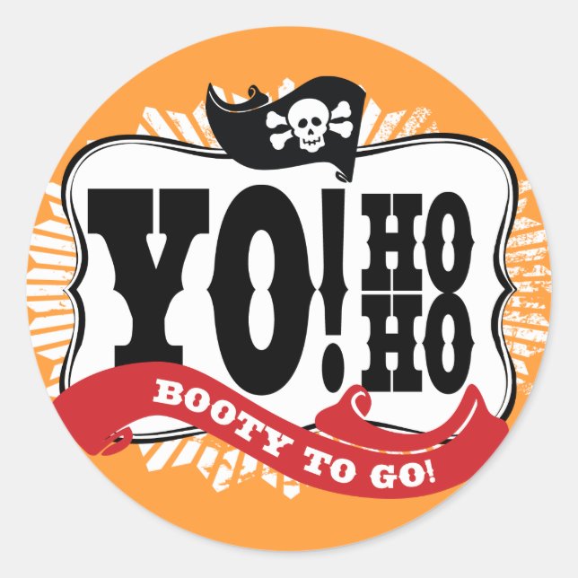 Adesivo Redondo Pirate Booty Sticker para Bolsas ou presentes favo (Frente)