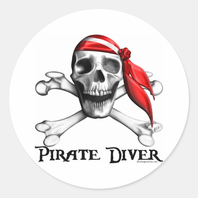 Adesivo Redondo Pirate Diver Sticker (Frente)