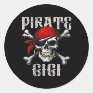 Adesivo Redondo Pirate Gigi Jolly Roger Flag E Skull Crossbones