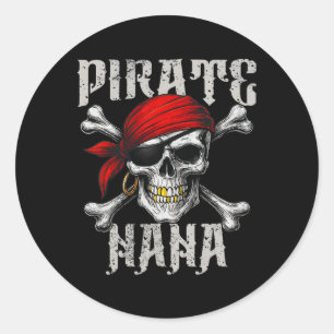 Adesivo Redondo Pirate Nana Jolly Roger Flag E Skull Crossbones