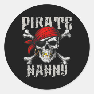 Adesivo Redondo Pirate Nanny Jolly Roger Flag E Skull Crossbones