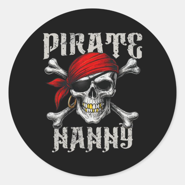 Adesivo Redondo Pirate Nanny Jolly Roger Flag E Skull Crossbones (Frente)
