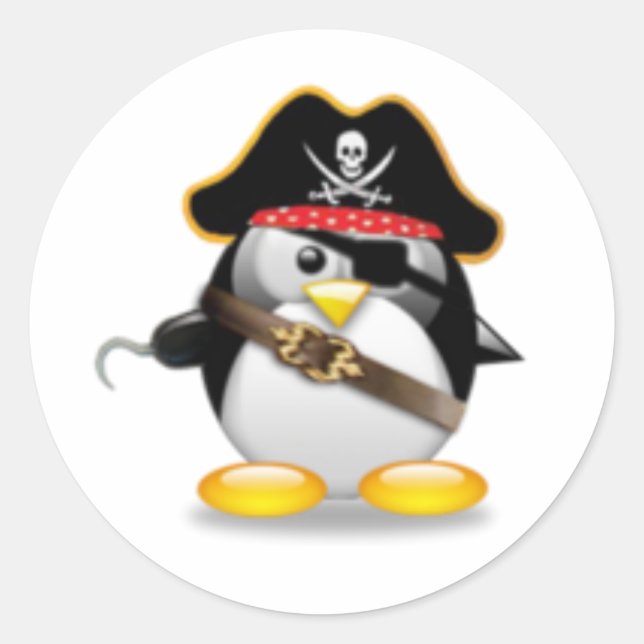 Adesivo Redondo Pirate Penguin (Frente)
