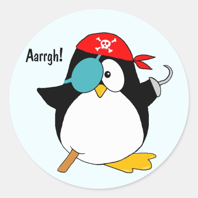 Adesivo Redondo Pirate Penguin (Frente)