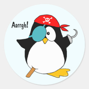 Adesivo Redondo Pirate Penguin