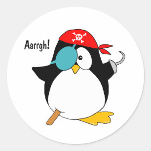Adesivo Redondo Pirate Penguin