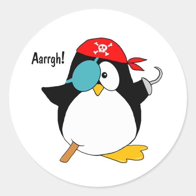 Adesivo Redondo Pirate Penguin (Frente)