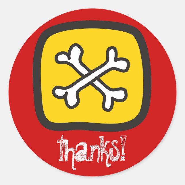 Adesivo Redondo Pirate Skeleton Skull & Bones Boy's Festa de anive (Frente)