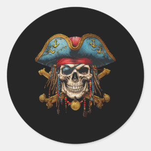 Adesivo Redondo Pirate Skull Halloween Figurume Men Meninas