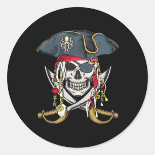 Adesivo Redondo Pirate Skull Halloween Meninas Meninas Crianças Ad