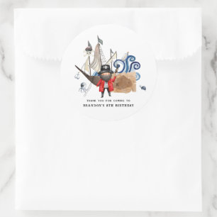 Adesivo Redondo Pirate Themed Festa de aniversário Obrigado