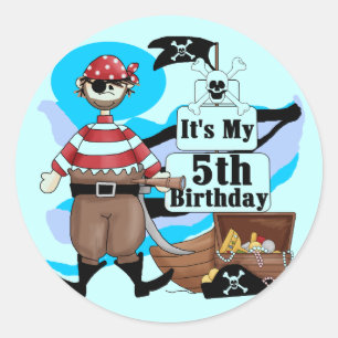 Adesivo Redondo Pirateie o 5os camiseta e presentes do aniversári