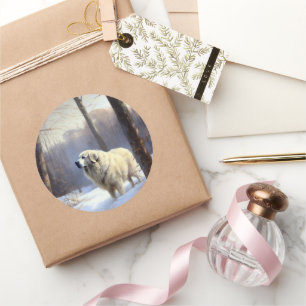 Adesivo Redondo Pirenéus excelentes Deixam-na nevar no Natal