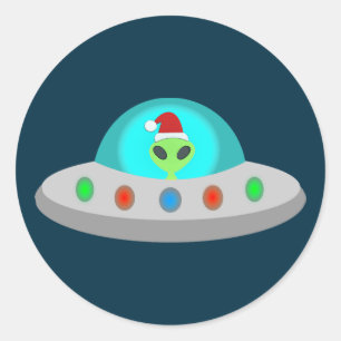 Adesivo Redondo Pires voadoras de Alienígena de Ho Ho de Natal