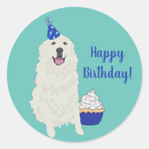 Adesivo Redondo Pirinéus Excelentes de Aniversário