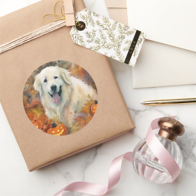 Adesivo Redondo Pirinéus Excelentes De Halloween Com Pumpkins Assu (Presentear)