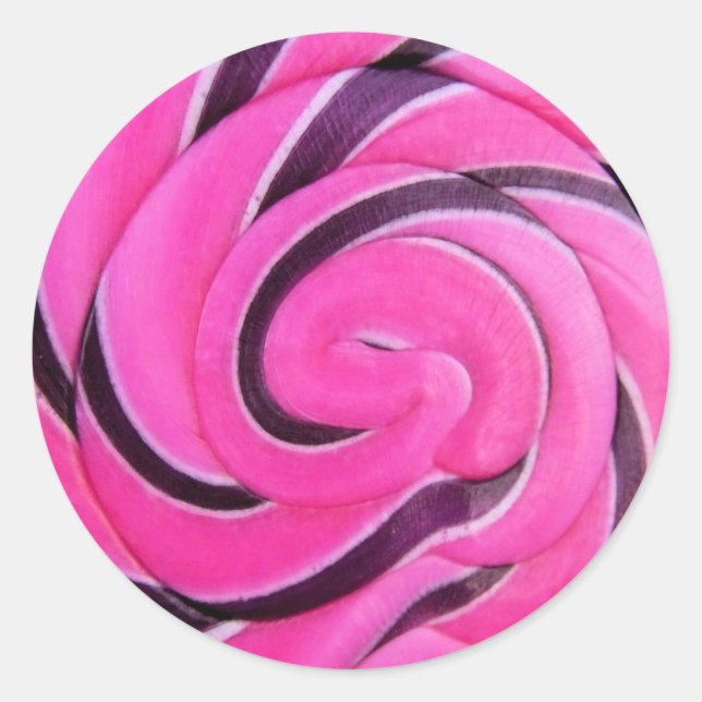 Adesivo Redondo Pirulito Redemoinho Rosa (Frente)