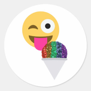 Adesivo Redondo piscar os olhos emoji brilhante
