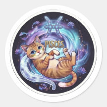 Pisces Cute Orange Cat Zodiac Astrology Cosmic
