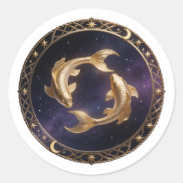 Adesivo Redondo Pisces Zodiac Fish