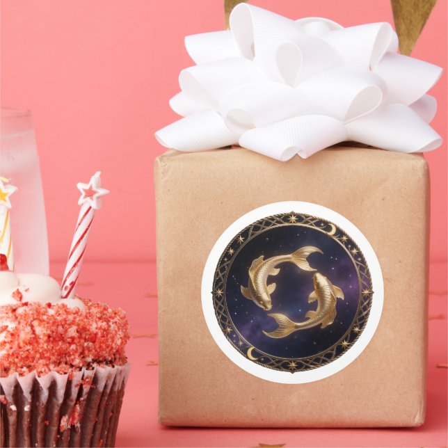 Adesivo Redondo Pisces Zodiac Fish (Festa)