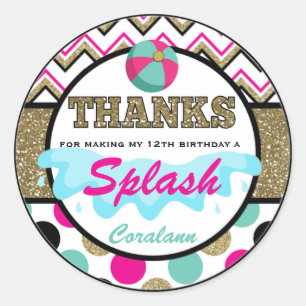 Adesivo Redondo Piscina Adolescente Obrigado Marca Favorável Perso