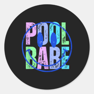 Adesivo Redondo Piscina Babe Vintage Família Correspondendo Engraç