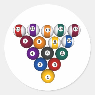 Adesivo Redondo Piscina: Billiard Balls: Bilhares
