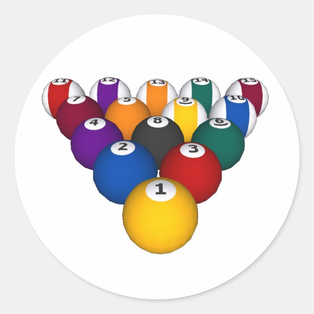 Adesivo Redondo Piscina: Billiard Balls: Bilhares (Frente)