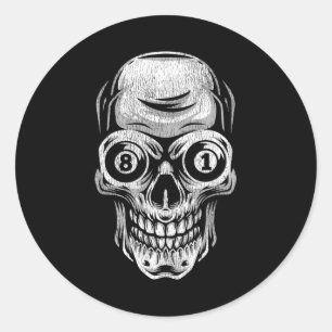 Adesivo Redondo Piscina Billiard Snooker Player Skull 8 E 9