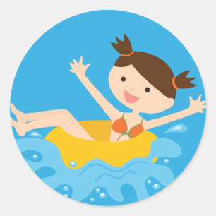 Adesivo Redondo Piscina Brunette Girl