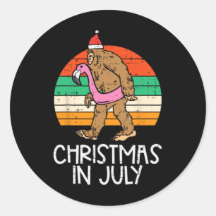 Adesivo Redondo Piscina de Bigfoot Unicórnio Natal Em Julho Retro