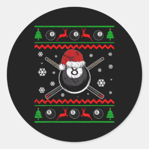 Adesivo Redondo Piscina de Natal Billiard Snooker Esporte Engraçad