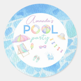 Adesivo Redondo Piscina de Piscina de Aquarela