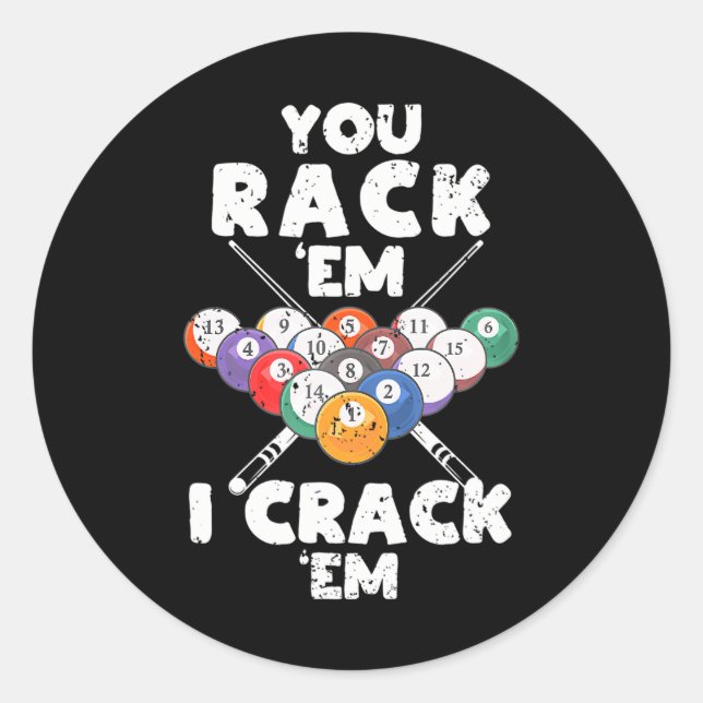 Adesivo Redondo Piscina Engraçada Jogador Billiard Você Rack (Frente)