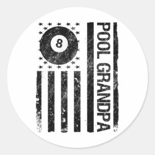Adesivo Redondo Piscina Vovô Americano Bandeira Funny Billiards