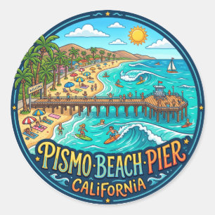 Adesivo Redondo Pismo Beach Pier EUA