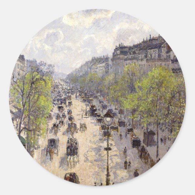 Adesivo Redondo Pissarro - Boulevard Montmartre, Primavera (Frente)