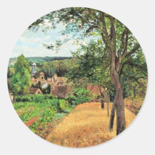 Adesivo Redondo Pissarro - Pomares de Louveciennes, belas artes,