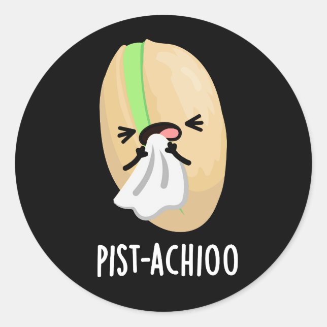 Adesivo Redondo Pist-achioo Engraçado Espirrando Pistachio Pun Dar (Frente)
