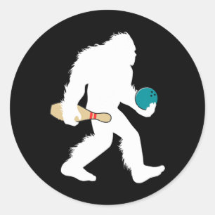 Adesivo Redondo Pista de boliche Bigfoot Esporte engraçado Sasquat