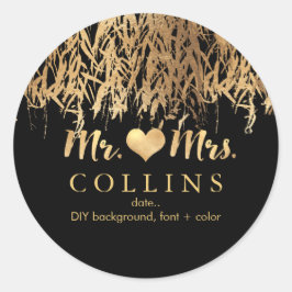 Adesivo Redondo Pista de fundo PixDezine Willow Leaves/Faux Dourad