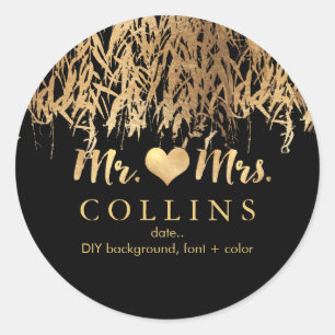 Adesivo Redondo Pista de fundo PixDezine Willow Leaves/Faux Dourad