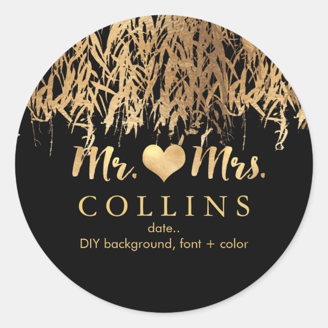 Adesivo Redondo Pista de fundo PixDezine Willow Leaves/Faux Dourad (Frente)