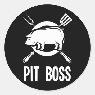 Adesivo Redondo Pit Boss Shirt Churrasco Funny Pitmaster Pig Grili