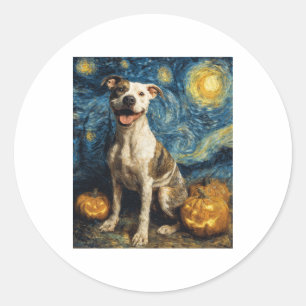 Adesivo Redondo Pit Bull Cachorro Cachorro Cortado Jack O Lanterna