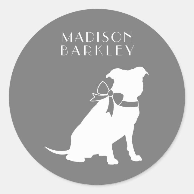 Adesivo Redondo Pit Bull Dog Puppy Pitbull Clássico Round Sticker (Frente)
