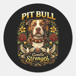 Adesivo Redondo Pit Bull: Força Gentil