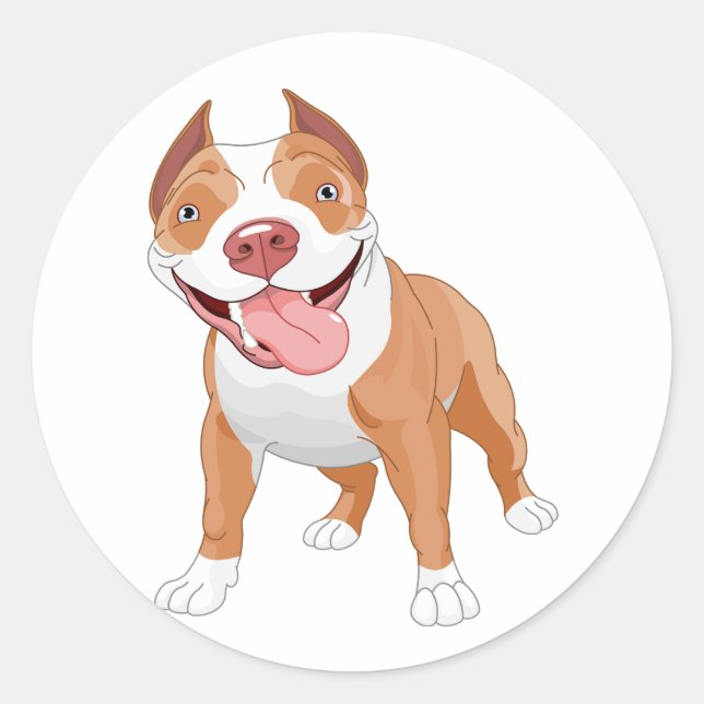Adesivo Redondo Pit Bull Sorridente Feliz (Frente)
