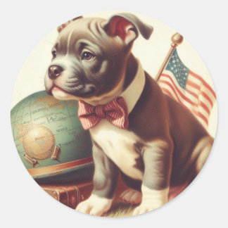 Adesivo Redondo Pit Bull Terrier Painting